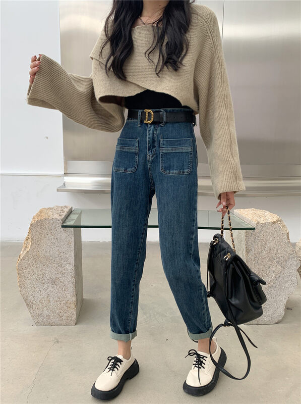New in autumn! [M8 denim] fashionable and thin solid color front pocket jeans (with belt) 52609# JHY