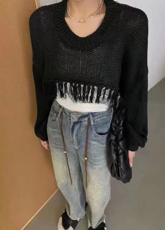 【RAINBOW】Explosive Net Red Short Hot Girl Tassel Knit Sweater 2031-