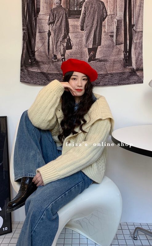 New in autumn!【SUSAN】Korean twist lapel knitted cardigan 81706# LSW