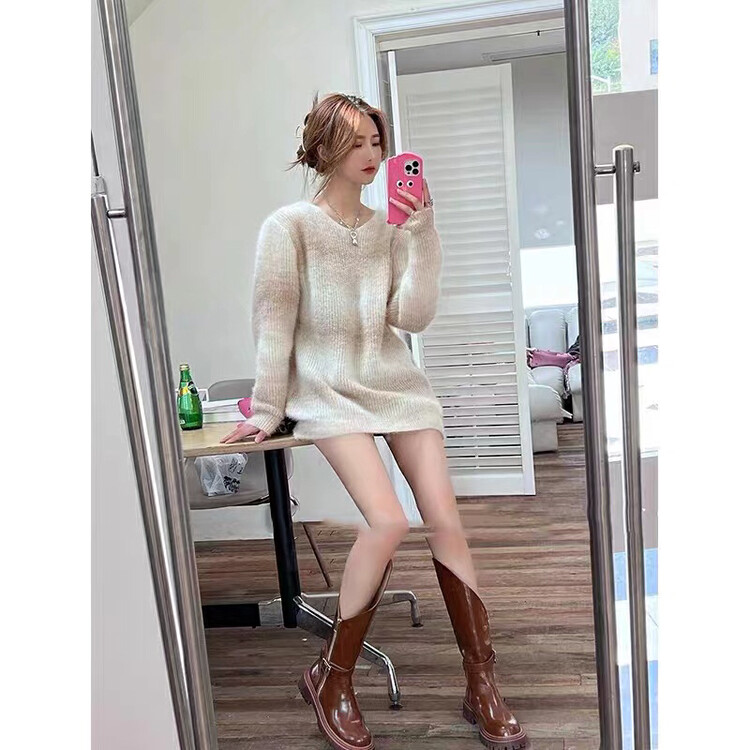 New in autumn!  【JULIA】Casual Loose Round Neck Pullover Lazy Style Striped Knit Sweater YS2-2035# PCZ