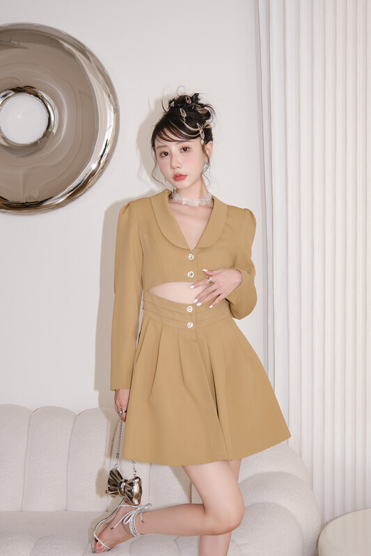 [ALLA EMELIA] Niche Haute Couture Hollow Rope Design Suit Skirt Dress L1619A
