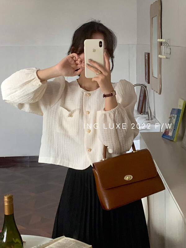 【ING】French temperament high-end shirt 8118