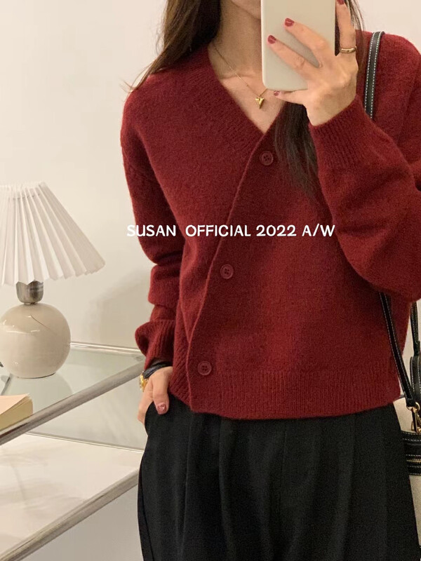 New in autumn! [SUSAN] diagonal button design solid color all-match knitted cardigan YS1-8820# LSW