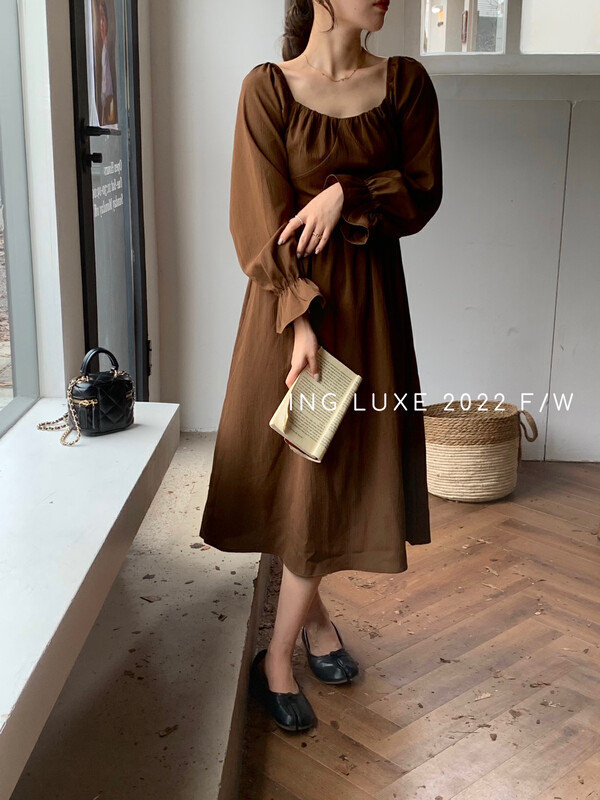 Original price 77.83! 【ING】Korean style slim sweetheart collar waist dress 8123