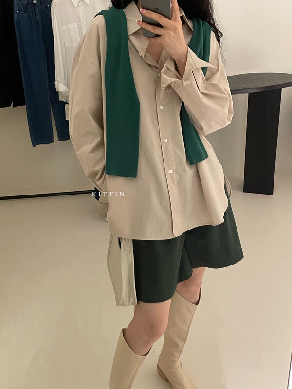 【KITTIN】Korean version of modal cotton split shirt 888FW