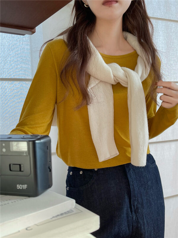 New for Autumn! [FEIDING] Candy Color Versatile Pullover Loose Bottoming Shirt YS3-5818# CLS