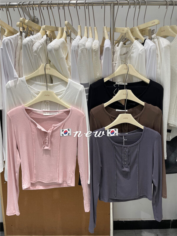 New in early autumn!  【JULIA】Pure Desire Style Small Sexy Slim Fit Slim Long Sleeve T-Shirt 1179# PCZ