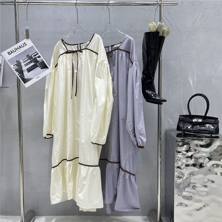 New in early autumn! [SANBARA] Color-blocked square-neck Western-style dress YS1-s9025# GYJ