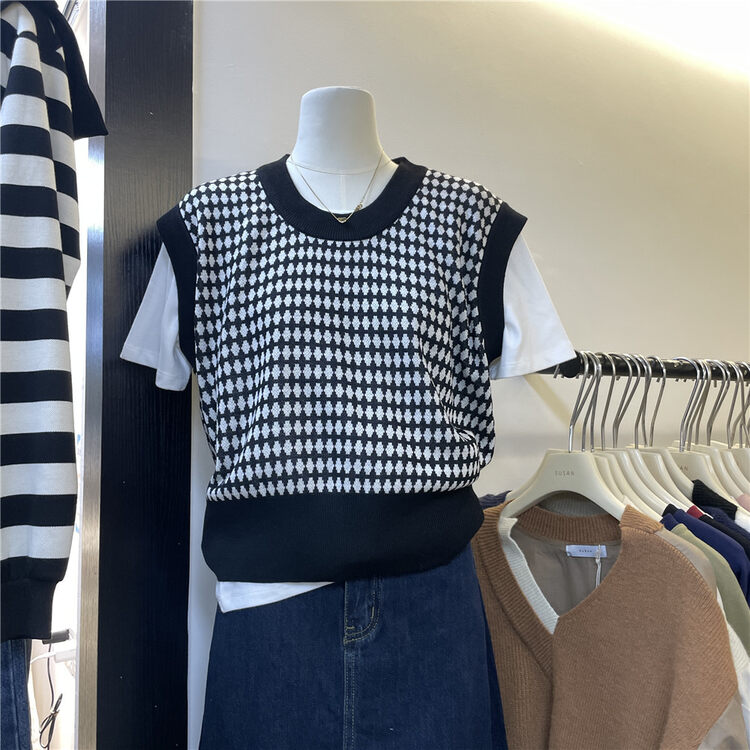 New in autumn! [SUSAN] Korean version of the contrast color knitted vest (single vest) 81630# LSW