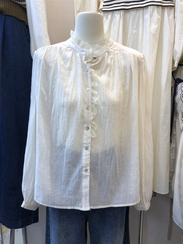 Autumn is new! [SUSAN] fungus edge lace stitching small shirt 81152# LSW