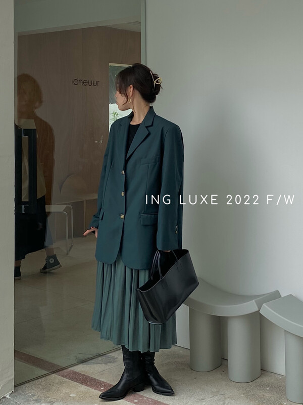 Original price 94.99! [ING] Korean style fashion single-breasted textured suit jacket ING-8040
