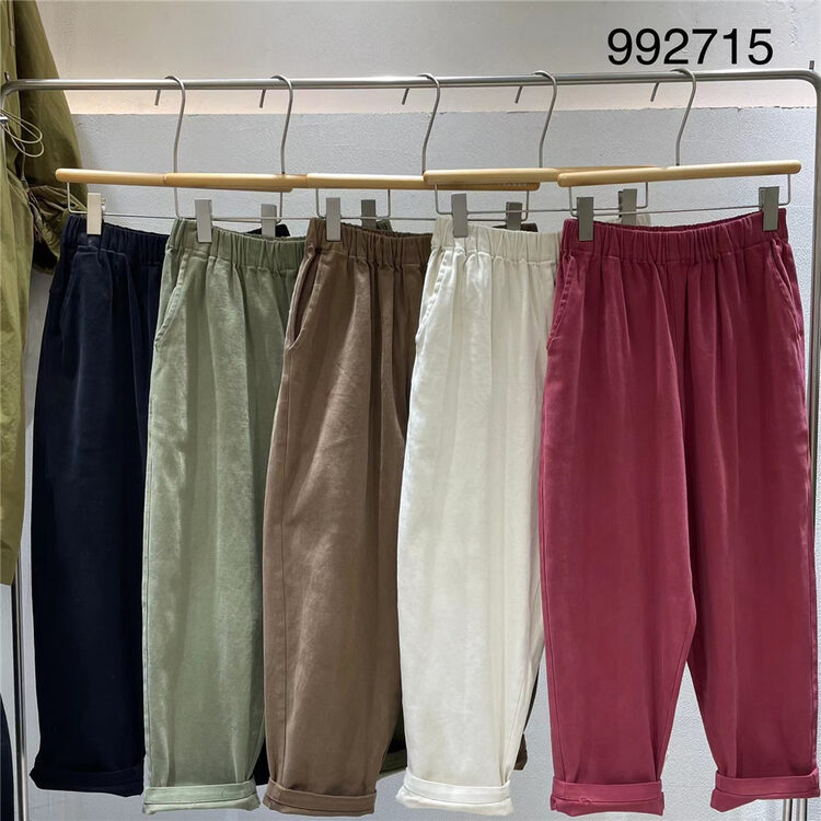 New in autumn! [TWENTY printed wood] elastic waist comfortable all-match casual pants 992715# L