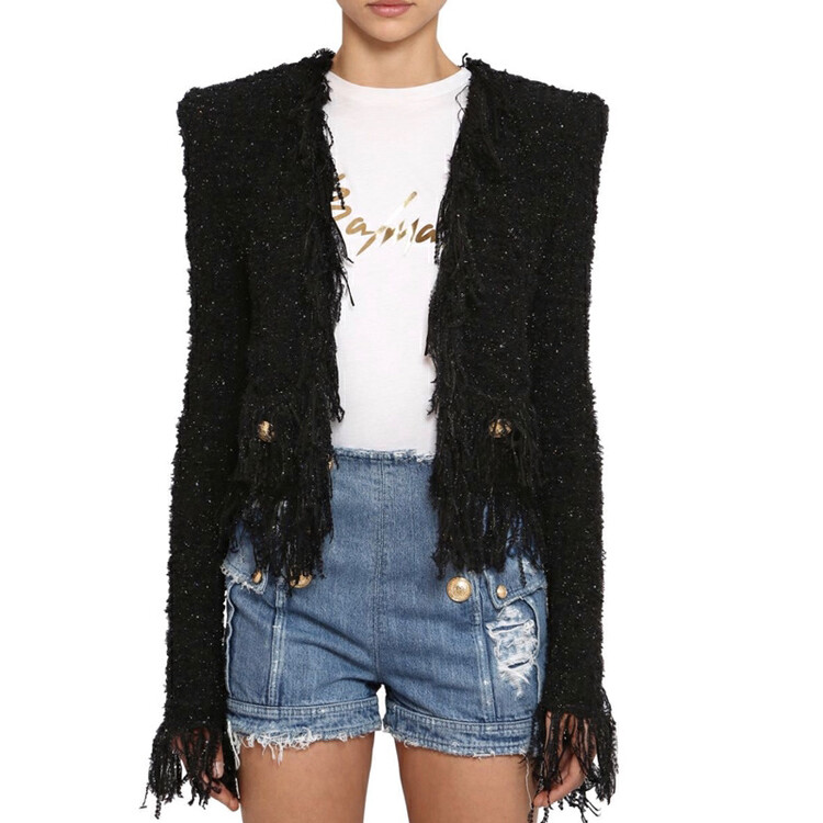 [ALLA EMELIA] Niche Haute Couture Small Fragrance Tassel Heavy Industry Short Jacket S1932