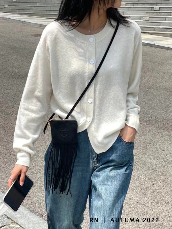 New in autumn! [R N] Simple solid color irregular design knitted cardigan 82903# L
