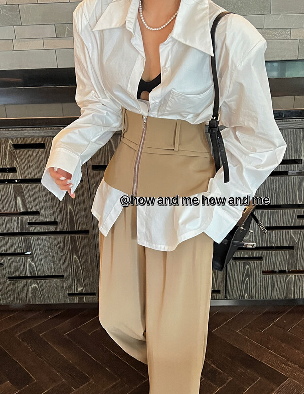 Autumn is new!【 HOW AND ME Cheng Xi】Korean fashion casual shirt➕ trousers suit (with girdle) 5080# CQW