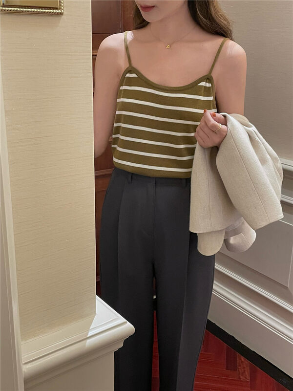 New in autumn! [FEIDING] Basic all-match striped fashion vest/sling YS2-9828# CLS