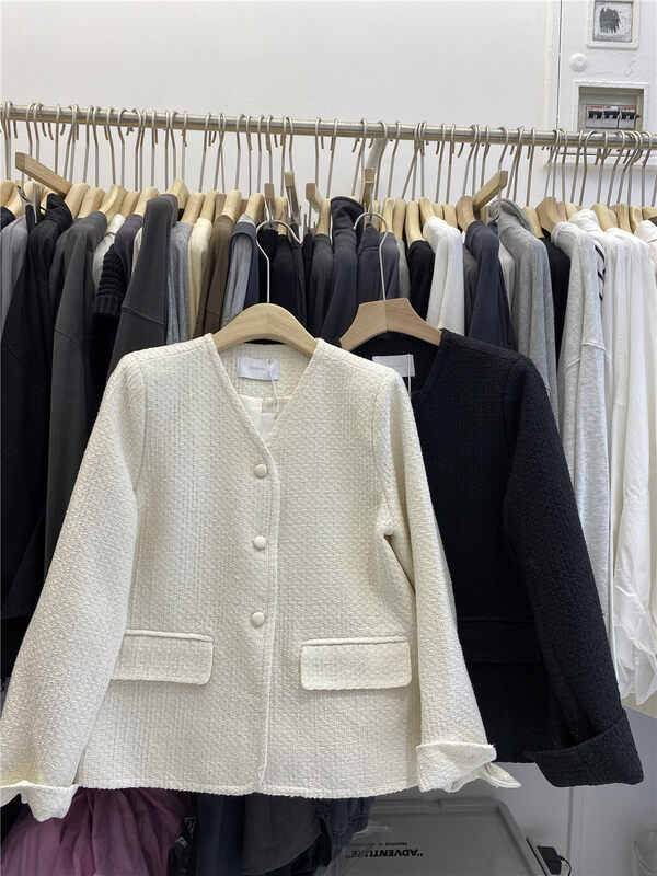 New in early autumn! [SANBARA] Commuter simple V-neck small fragrance short coat 9718# LSW