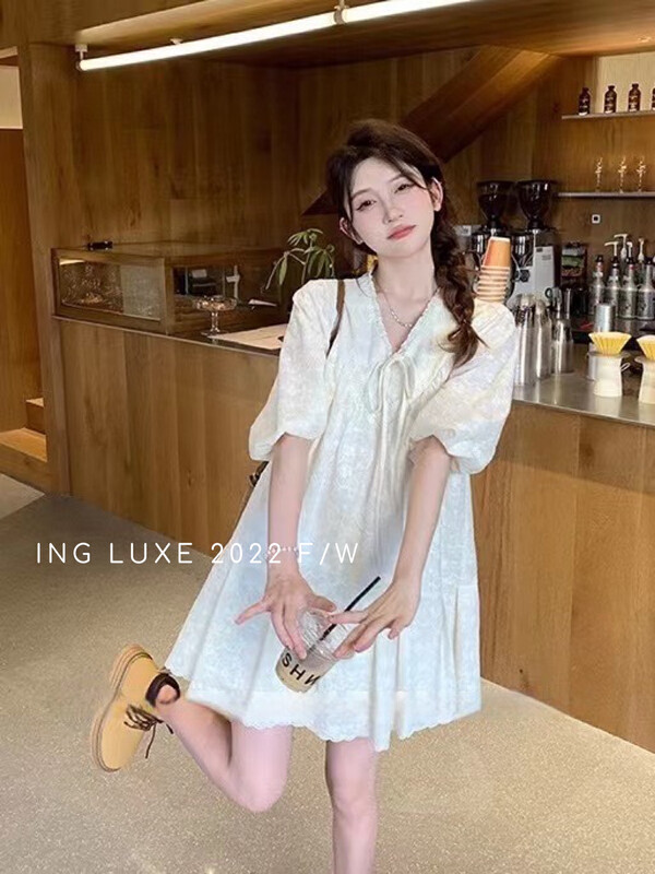 【ING】French V-neck first love dress 9273