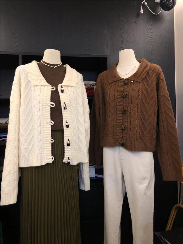 New in autumn!【SUSAN】Big hot twist thick needle warm and comfortable knitted cardigan 91009# LSW