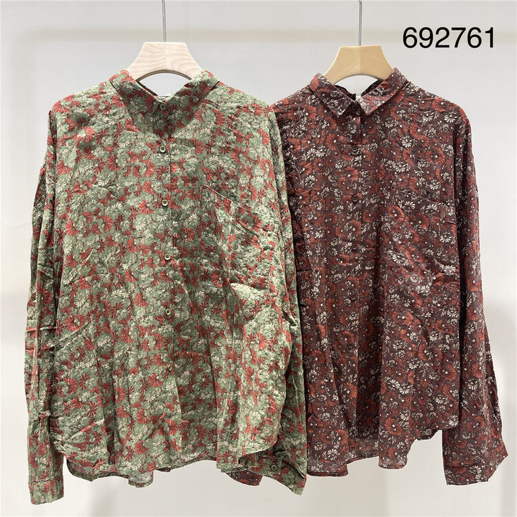 New in autumn! [TWENTY printed wood] neutral casual floral shirt 692761# L