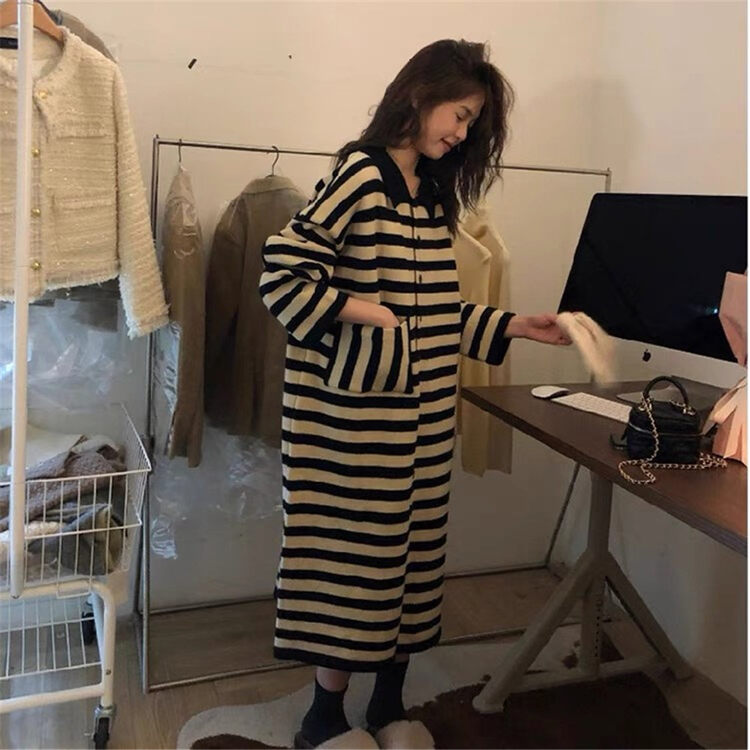 New in autumn!【SUSAN】Casual striped single-breasted dress 81803# LSW