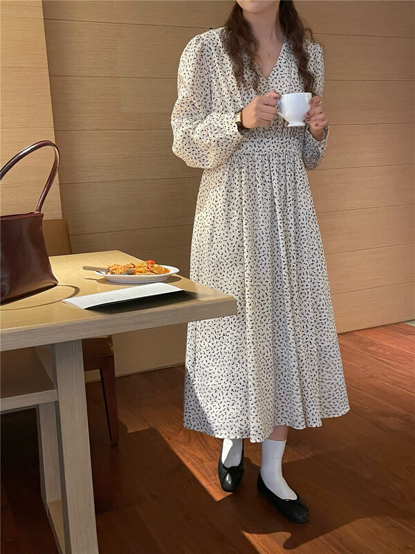 Autumn is new!【FEIDING】Small fresh floral temperament loose dress YS5-6635# CLS