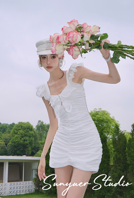 【ALALA EMELIA】Tail cut bow hand beaded dress (folding process) L1797A# JHY