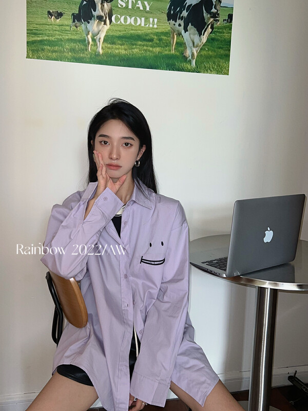 [RAINBOW] Explosive open-mouth smile feature large shirt shirt 5326