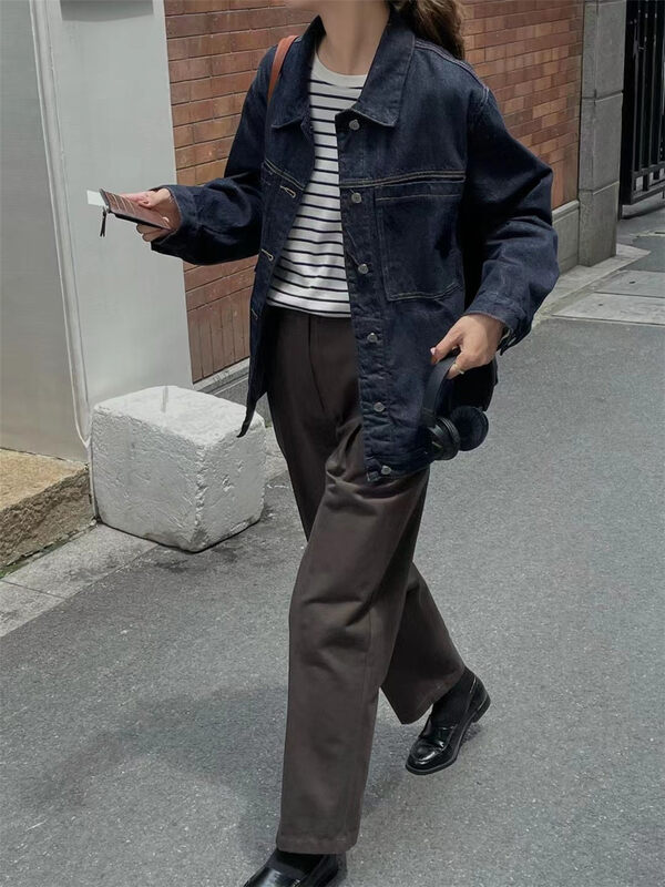 New in autumn! [FEIDING] Korean casual all-match loose denim jacket YS3-6226# CLS