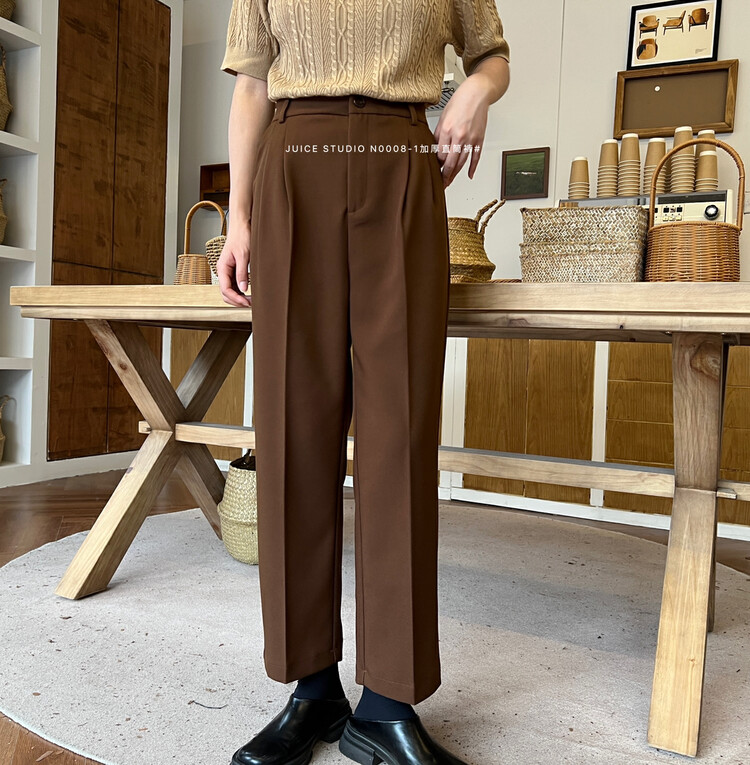 [JUICE] Korean thickened nine-point straight trousers N0008-1