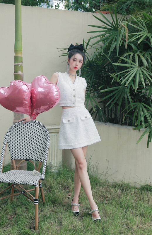 【ALLA EMELIA】Small Fragrance Design Sleeveless Skirt Suit T1527-1# JHY