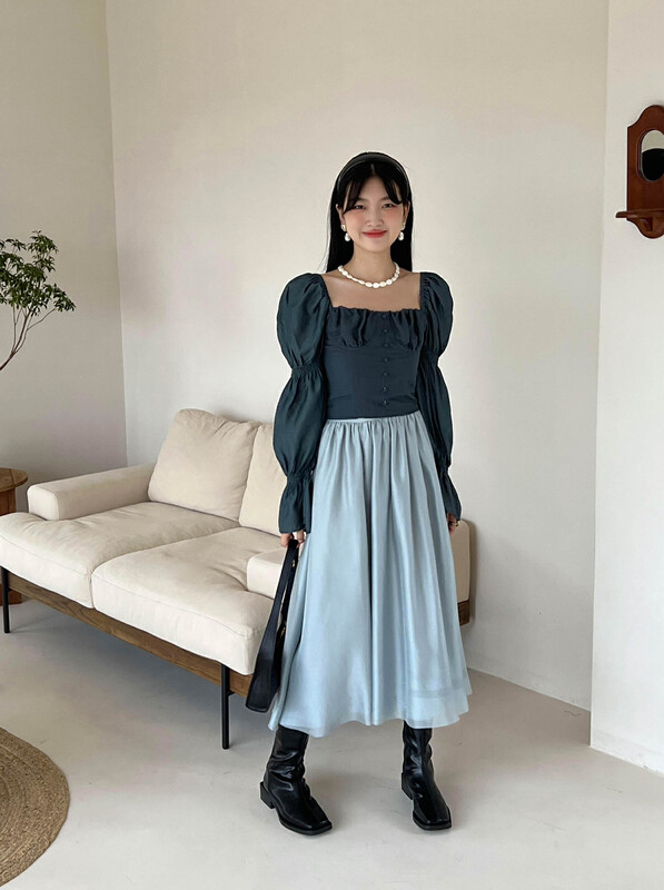 New in early autumn! [YOOMINI] Fresh and simple high waist skirt Q12930-S# WPL