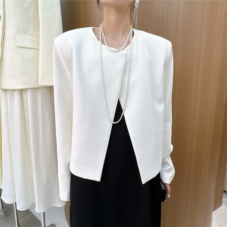 New in autumn! [SEASONS] round neck temperament all-match short jacket 66156# XYJ