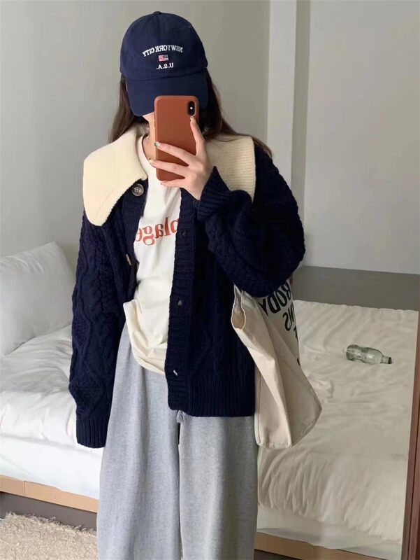 New in autumn!【SUSAN】Korean lapel knitted cardigan 81778# LSW