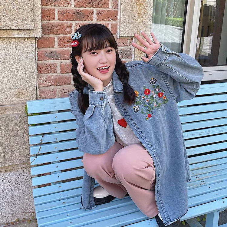 New in autumn!【LAB EEDA】Korean embroidery design denim shirt C7447# OZQ