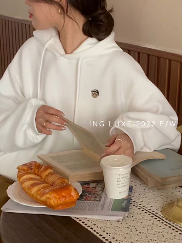 【ING】Korean style casual bear embroidery hoodie ING-8132