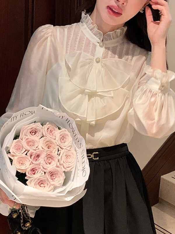 Autumn is new! [KIKI STUDIO] temperament all-match little women's shirt (with vest) 6768# HJY