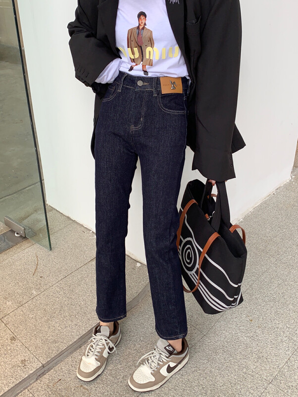 New in autumn! [M8 denim] slim straight and comfortable high waist jeans 52655# JHY