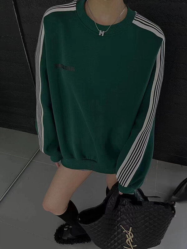 【RAINBOW】Explosive Color Contrast Woven Sweatshirt with Letters 08391# FHX