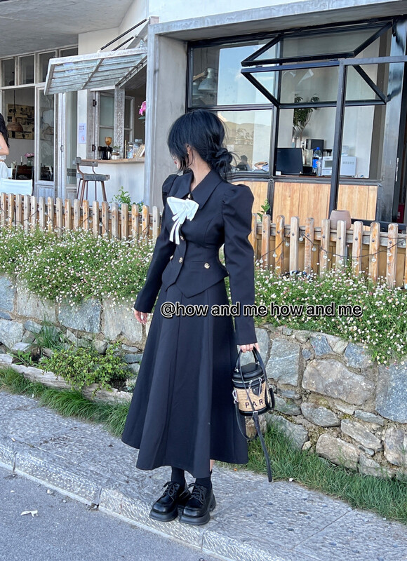 New in early autumn!【 HOW AND ME Cheng Xi】Ladies and ladies temperament coat + slim and slim skirt suit (with brooch) 5030# LSL
