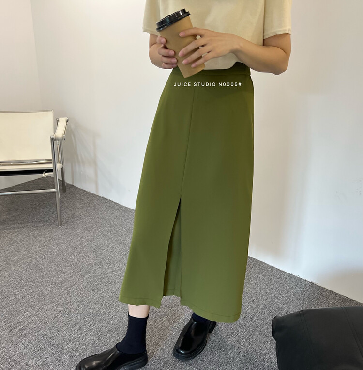 【JUICE】Korean style three-dimensional slit skirt high waist N0005