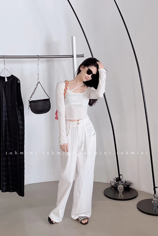 New in autumn! [TABMINI] solid color straight-leg mopping casual pants Q11253-G# WPL