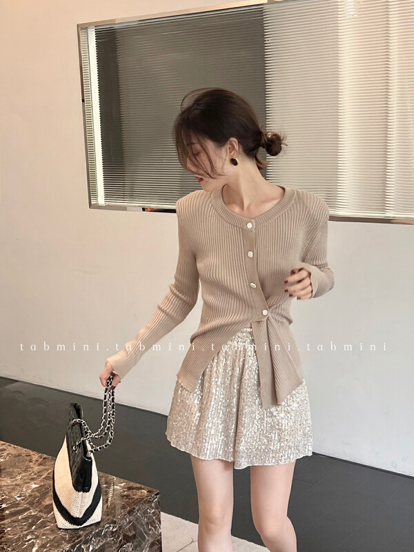 New in autumn!【TABMINI】Single-breasted simple and comfortable knitted cardigan Q15220-A# WPL