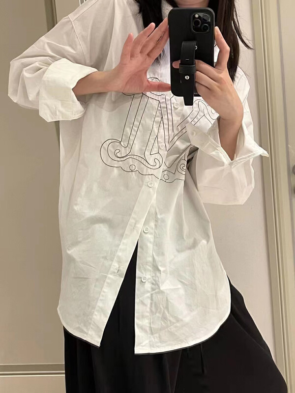 【RAINBOW】Explosive M-shaped embroidered letter large shirt 03007# FHX