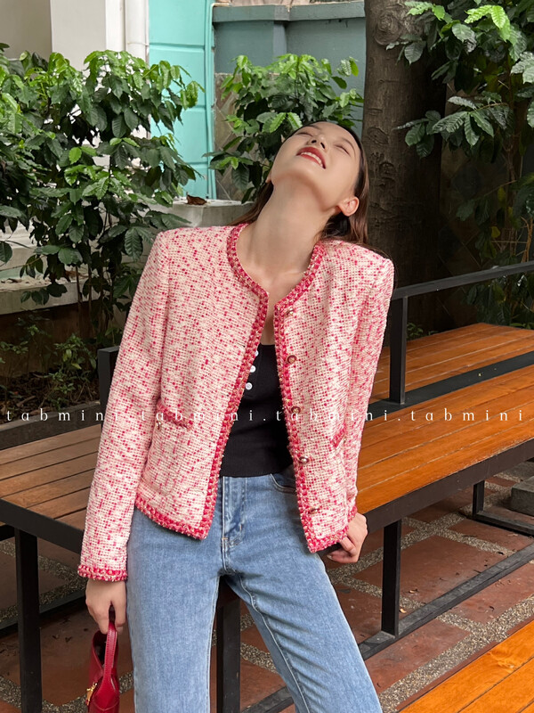 Autumn is new! [TABMINI] Small fragrance temperament contrasting color retro short coat Q11316-F# WPL