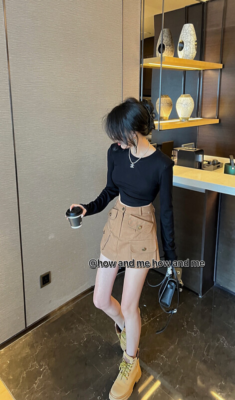 New in autumn!【 HOW AND ME Cheng Xi】Simple temperament all-match long-sleeved T-shirt 5107# CQW