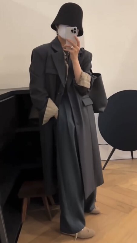 New in autumn! [FEIDING] Minimalist temperament high-end double-breasted trench coat YS2-5829# CLS