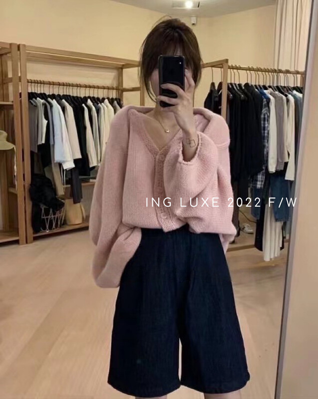 【ING】Gentle and elegant sweater cardigan suit 8335