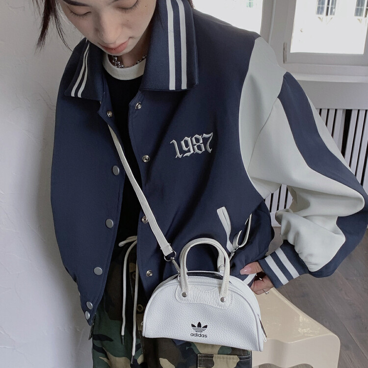 [RAINBOW] Trendy Lapel Contrast Color Embroidery 1987 Net Red Short Jacket 06117# FHX