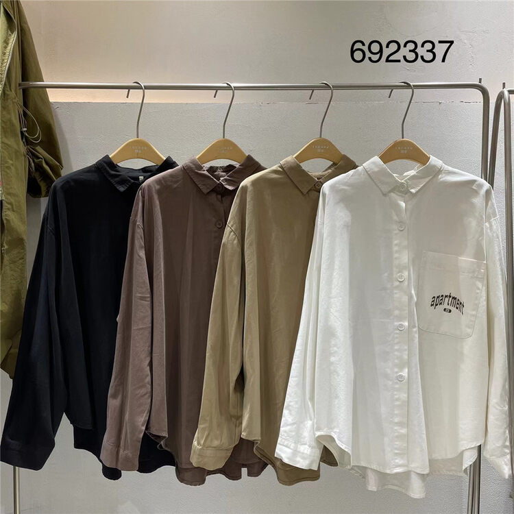 New in autumn! [TWENTY printed wood] single-breasted comfortable all-match shirt 692337# L
